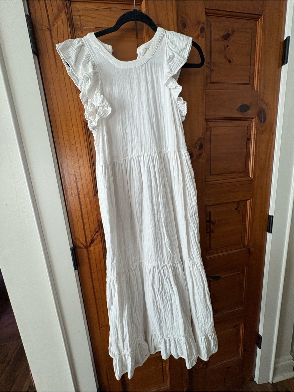 White Ruffle Sleeve Maxi Dress